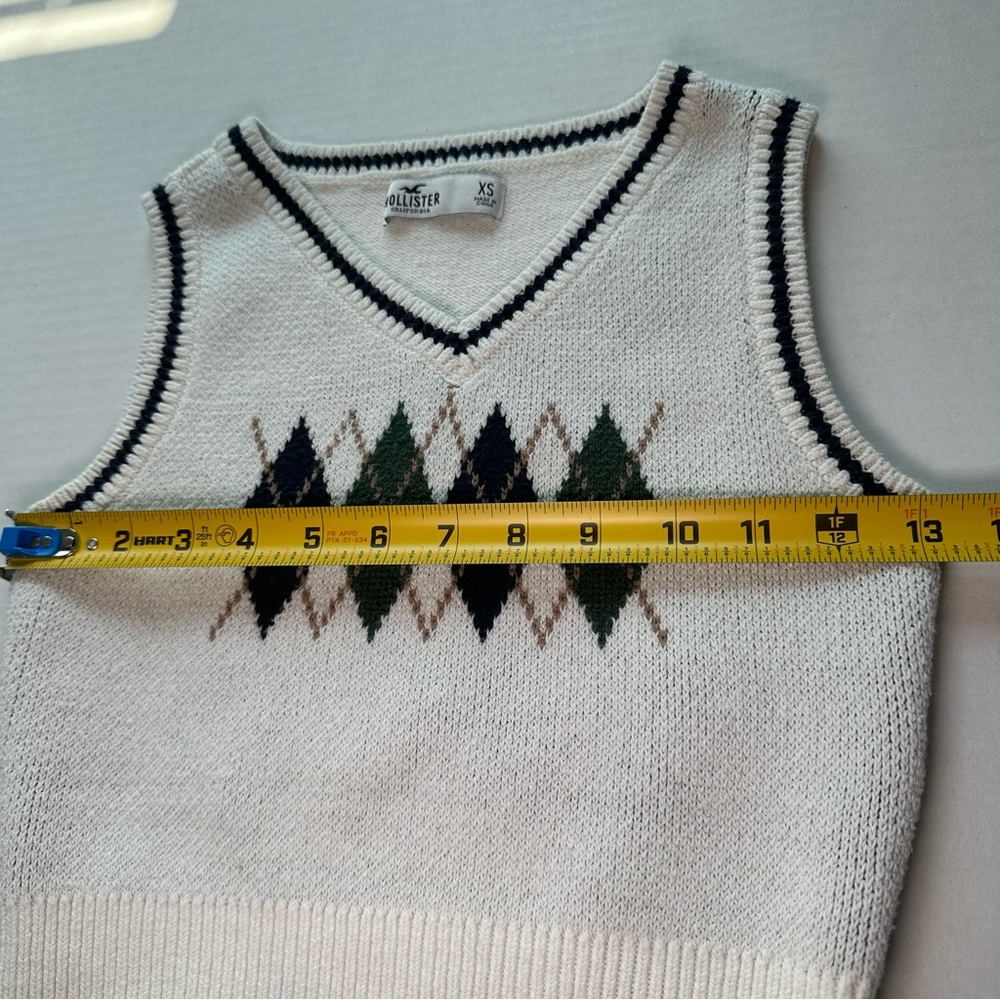 Hollister Argyle Knit Sweater Vest Preppy - Picture 4 of 6